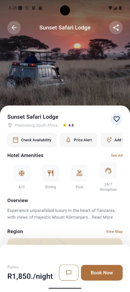 AfriHunt lodge detail page